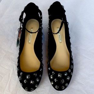 Zara Women satin sequin w/ankle strap NEW Size7.5